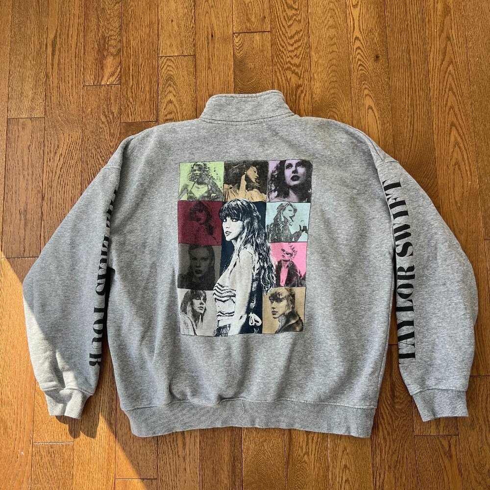 Taylor Swift Eras Tour Quarter Zip Sweatshirt Gray Size L Tour Merch